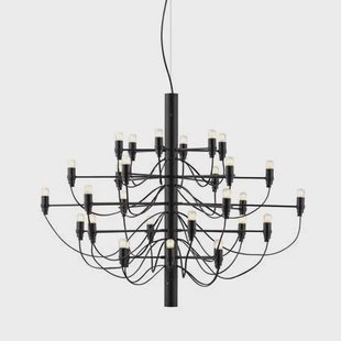 Flos 2097|30 by Gino Sarfatti kroonluchter Ø88 opaal zwart Flos 2097|30 by Gino Sarfatti kroonluchter Ø88 opaal zwart