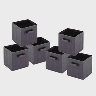 SVJ Opvouwbare Opbergbox Vierkant - 27x28x27 cm - Zwart - Set van 6 SVJ Opvouwbare Opbergbox Vierkant - 27x28x27 cm - Zwart - Set van 6