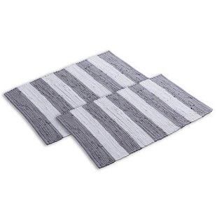 SVJ Douchemat - 80x50x1 cm - Katoen - Zwart|Wit - Set van 2 SVJ Douchemat - 80x50x1 cm - Katoen - Zwart|Wit - Set van 2