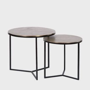 Atmooz Bijzettafel Set van 2 Thor - Metaal Rond - Zwart - Ø50 & 40