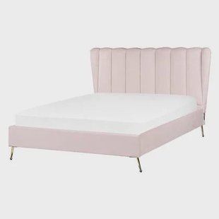 Beliani - MIRIBEL - Tweepersoonsbed - Roze - 140x200 - Fluweel