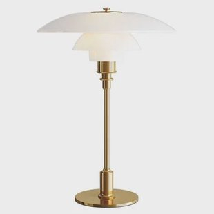 Louis Poulsen PH 3,5-2,5 tafellamp glas, messing gemetaliseerd