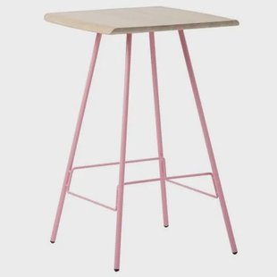 Leina bar tafel 70x70 whitewash, roze onderstel
