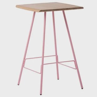 Leina bar tafel 70x70 natural, roze onderstel