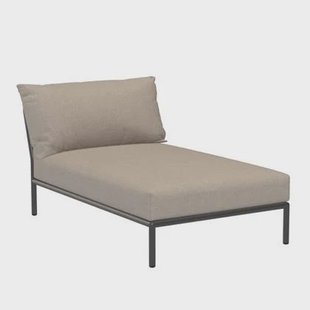 Level2 Chaise Longue ligbed frame donkergrijs stof ash