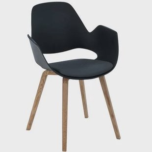 Falk gestoffeerde stoel met eiken onderstel donkergrijs