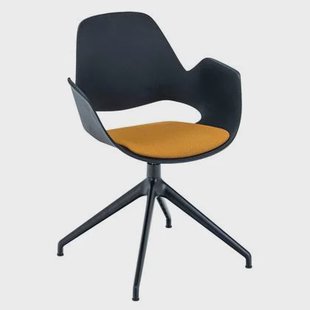 Falk stoel met draaibaar onderstel gestoffeerd dark yellow