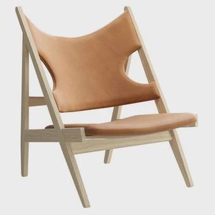 Audo Copenhagen Knitting fauteuil naturel eiken leder Dunes Cognac