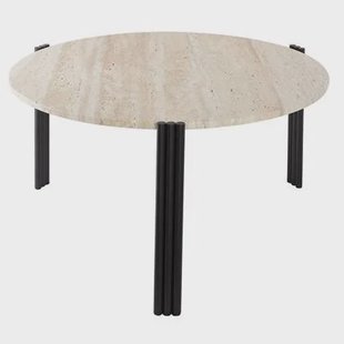 Tribus salontafel Ø80 zwart|travertine