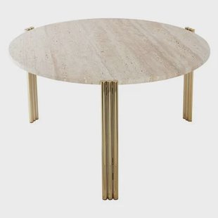 AYTM Tribus salontafel Ø80 goud|travertine AYTM Tribus salontafel Ø80 goud|travertine