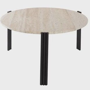 Tribus salontafel Ø60 zwart|travertine