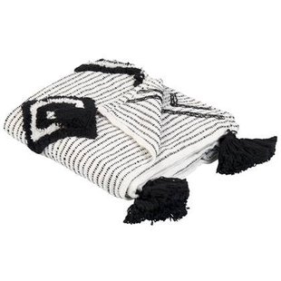 Beliani - SAATLI - Plaid - Wit|Zwart - Polyester Beliani - SAATLI - Plaid - Wit|Zwart - Polyester