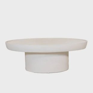 Giga Meubel - Salontafel Beige Ovaal 90cm - Beton|Mangohout