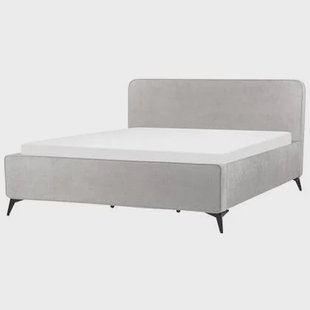 Beliani-VALOGNES-Tweepersoonsbed-Lichtgrijs-180 x 200 cm-Corduroy