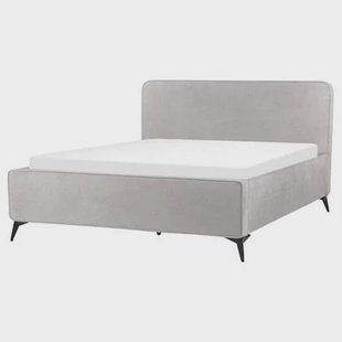 Beliani-VALOGNES-Tweepersoonsbed-Lichtgrijs-160 x 200 cm-Corduroy