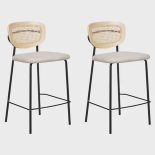Beliani - MAYETTA - Barkruk set van 2 - Lichtbeige - Polyester Beliani - MAYETTA - Barkruk set van 2 - Lichtbeige - Polyester