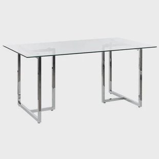 Beliani - ENVIA - Eettafel - Zilver - Veiligheidsglas Beliani - ENVIA - Eettafel - Zilver - Veiligheidsglas