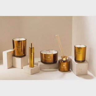 J-Line geurkaars Excellent - Golden Honey - glas - oker - large - 40U J-Line geurkaars Excellent - Golden Honey - glas - oker - large - 40U