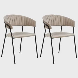 Beliani - MARIPOSA - Eetkamerstoel set van 2 - Taupe