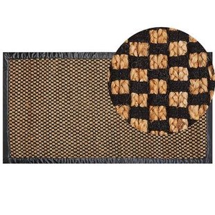 Beliani-GERCE-Laagpolig vloerkleed-Zwart|Beige-80 x 150 cm-Jute