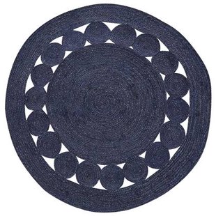 Beliani-KOYUNLU-Laagpolig vloerkleed-Donkerblauw- 120 cm-Jute