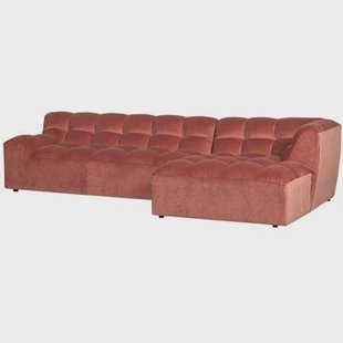 WOOOD Allure Chaise Longue Bank Rechts - Fluweel - Blush - 79x324x165