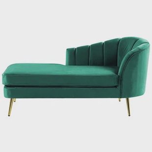 Beliani-ALLIER-Chaise longue-Smaragdgroen-Rechterzijde-Fluweel