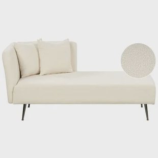 Beliani - RIOM - Chaise longue - Gebroken wit - Linkszijdig - Bouclé