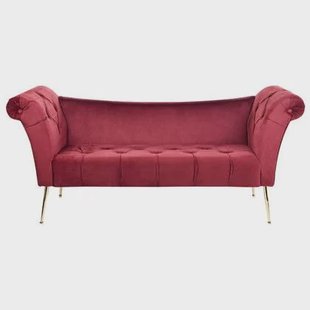 Beliani - NANTILLY - Chaise longue - Donkerrood - Fluweel