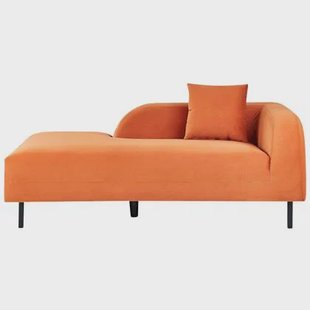 Beliani - LE CRAU - Chaise longue - Oranje - Rechtszijdig - Fluweel