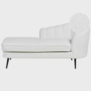 Beliani-ALLIER-Chaise longue-Gebroken wit-Rechterzijde-Bouclé