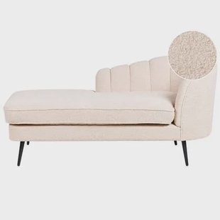 Beliani - ALLIER - Chaise longue - Lichtbeige - Rechterzijde - Bouclé