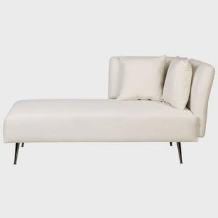 Beliani - RIOM - Chaise longue - Gebroken wit - Rechtszijdig - Stof