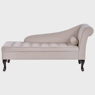 Beliani - PESSAC - Chaise longue - Lichtbeige - Rechterzijde - Fluweel