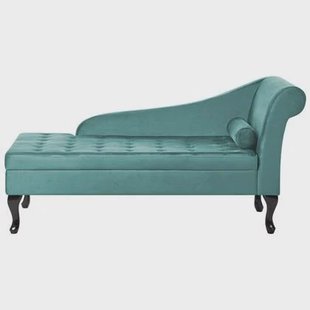 Beliani - PESSAC - Chaise longue - Blauwgroen - Rechterzijde - Fluweel