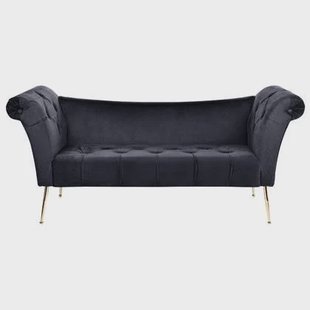 Beliani - NANTILLY - Chaise longue - Zwart - Fluweel Beliani - NANTILLY - Chaise longue - Zwart - Fluweel