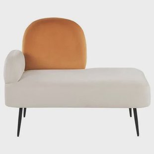 Beliani - ARCEY - Chaise longue - Gebroken wit - Linkszijdig - Fluweel
