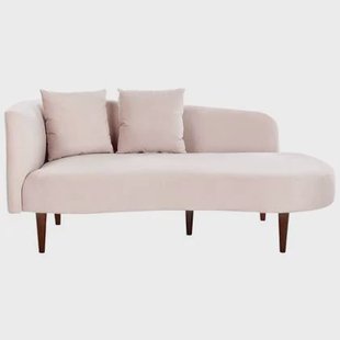 Beliani-CHAUMONT-Chaise longue-Pastelroze-Rechterzijde- Fluweel Beliani-CHAUMONT-Chaise longue-Pastelroze-Rechterzijde- Fluweel