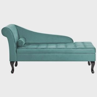 Beliani - PESSAC - Chaise longue - Blauwgroen - Linkerzijde - Fluweel