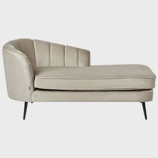 Beliani - ALLIER - Chaise longue - Beige - Linkerzijde - Fluweel