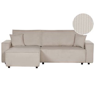 Beliani - ABACKA - Slaapbank - Beige - Rechtszijdig - Corduroy Beliani - ABACKA - Slaapbank - Beige - Rechtszijdig - Corduroy