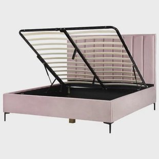 Beliani-SEZANNE -Bed met opbergruimte-Roze-180 x 200 cm-Fluweel