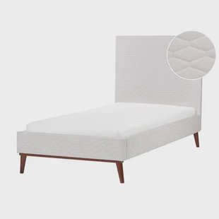 Beliani-BAYONNE-Eenpersoonsbed-Gebroken wit-90 x 200 cm-Fluweel