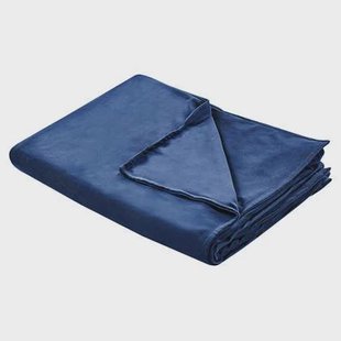 Beliani-RHEA-Verzwaringsdeken hoes-Marineblauw-135 x 200 cm-Polyester