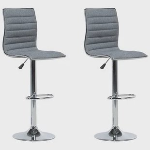 Beliani - LUCERNE - Barkruk verstelbaar - Lichtgrijs - Polyester Beliani - LUCERNE - Barkruk verstelbaar - Lichtgrijs - Polyester
