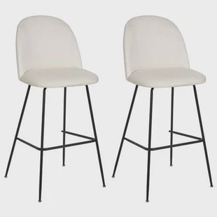 Beliani - ARCOLA - Barkruk set van 2 - Gebroken wit - Fluweel