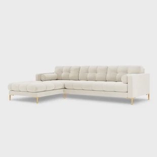 Cosmopolitan Design Bali Hoekbank met Chaise Longue Links - Lichtbeige / Goud