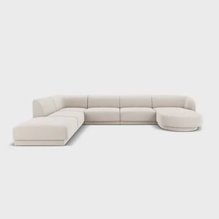 Micadoni Miley U-bank Hoek Links - Velvet - Crème Micadoni Miley U-bank Hoek Links - Velvet - Crème