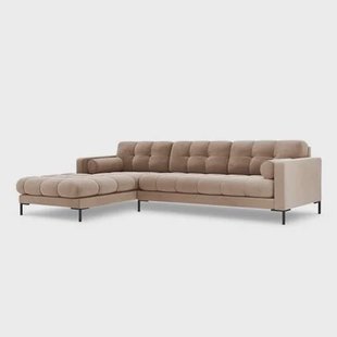 Cosmopolitan Design Bali Hoekbank met Chaise Longue Links - Taupe / Zwart
