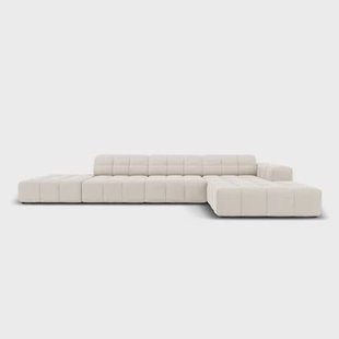 Cosmopolitan Design Chicago Hoekbank met Chaise Longue Rechts - Links Open - Velvet - Crème
